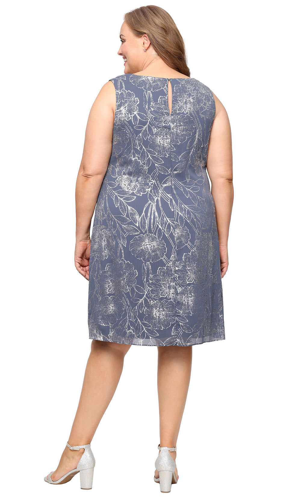 S.L. Fashions 9479504 - Knee-Length Sleeveless Print Dress