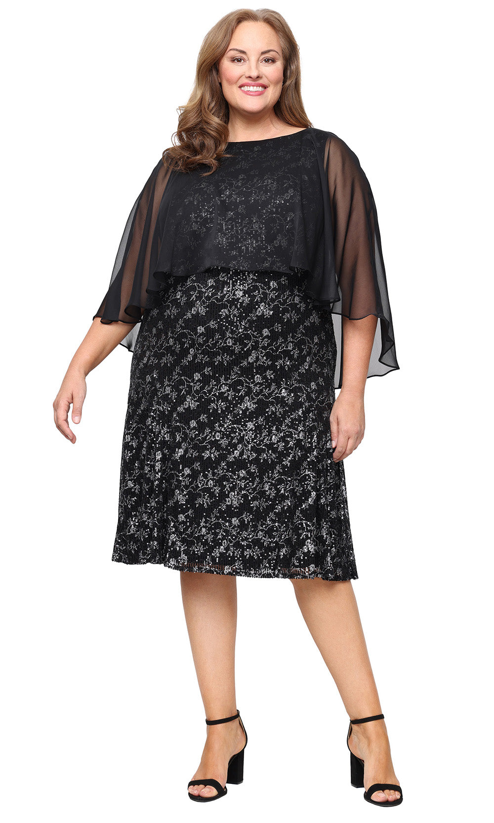 S.L. Fashions 9496488 - Bateau Neck Knee-Length Dress
