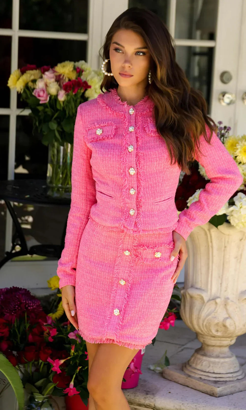 Ava Presley 29808 - Long Sleeve Tweed Mini Dress