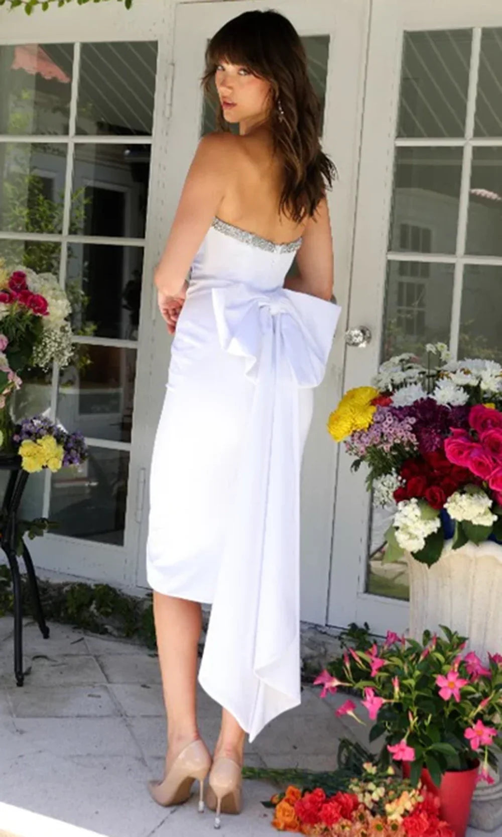 Ava Presley 29270 - Strapless Satin Dress with Bow Back
