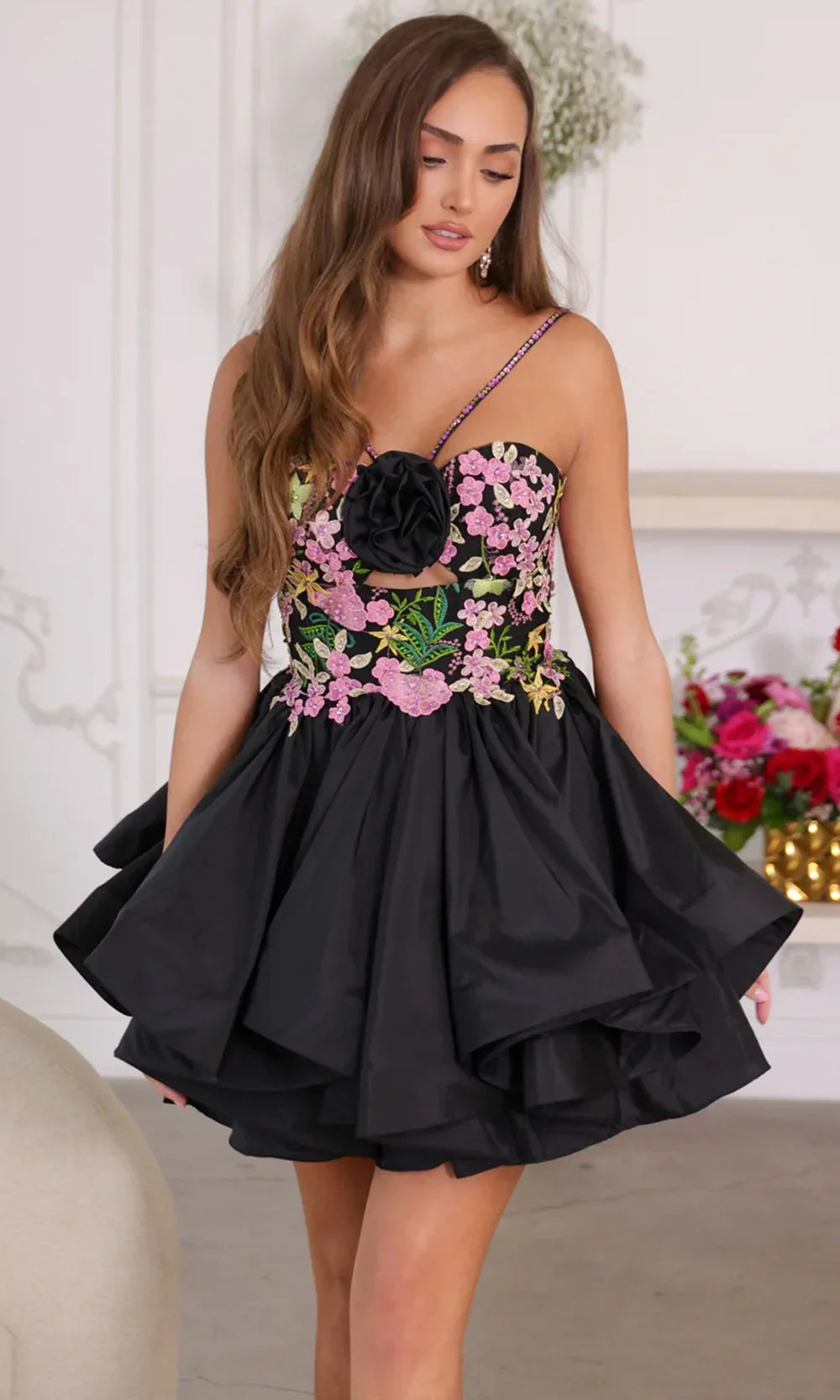 Ava Presley 26348 - Layered Skirt Sweetheart Mini Dress