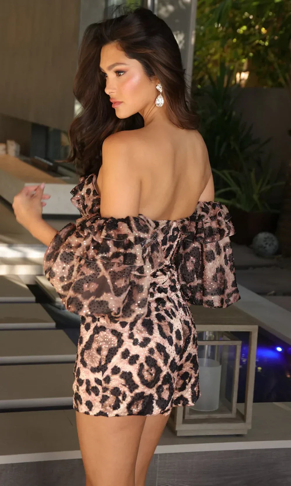 Ava Presley 26392 - Animal Print Detachable Puff Sleeve Romper