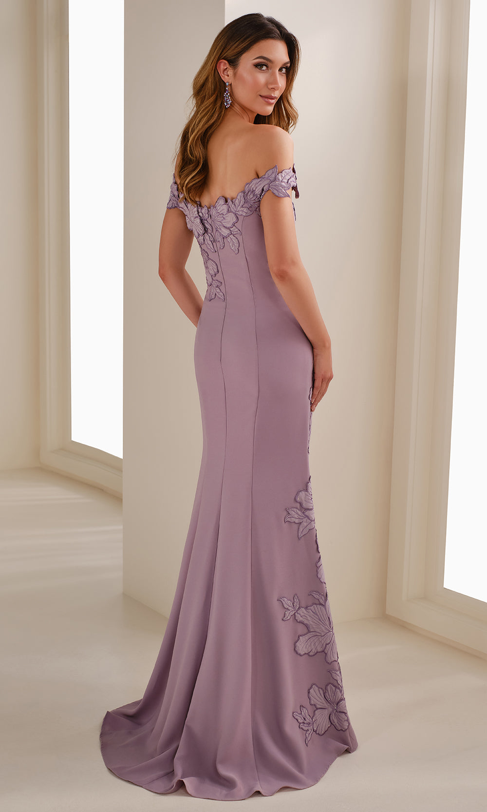 Cameron Blake CB901 - Cap Sleeve Mermaid Gown with Floral Detail