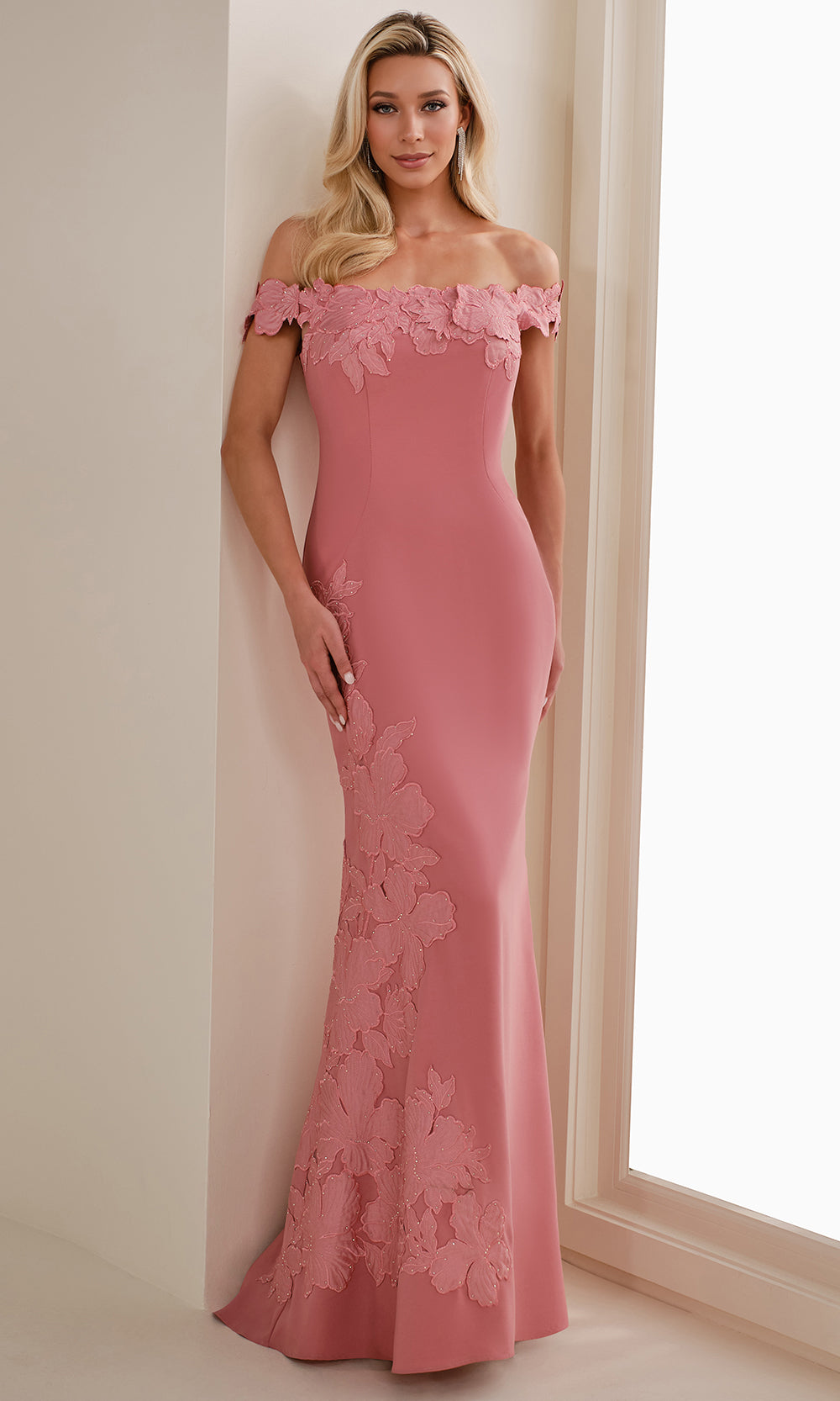 Cameron Blake CB901 - Cap Sleeve Mermaid Gown with Floral Detail