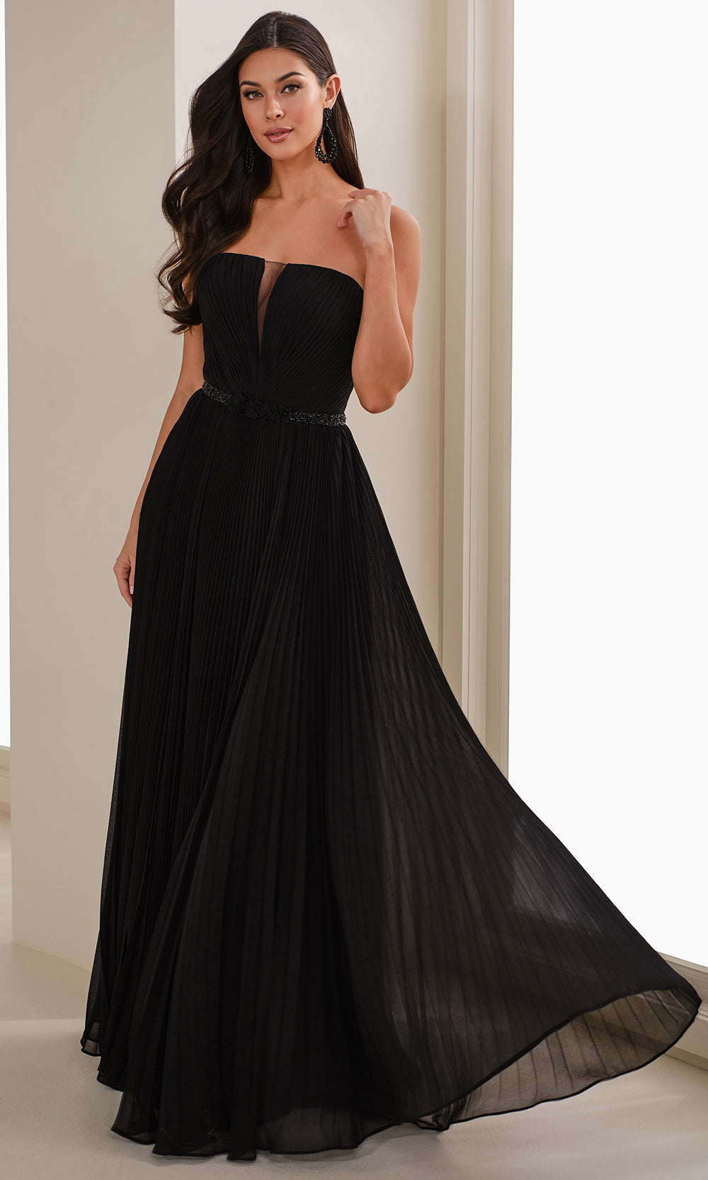 Cameron Blake CB903 - Beaded Waist Chiffon Gown with Shawl