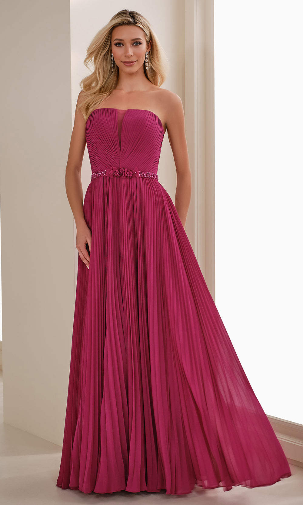 Cameron Blake CB903 - Beaded Waist Chiffon Gown with Shawl