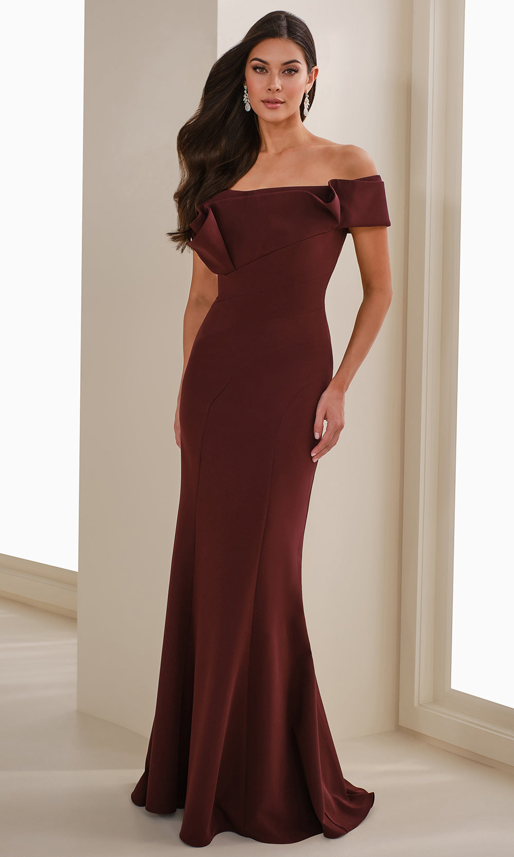 Cameron Blake CB905 - Seam Sculpted Off Shoulder Evening Gown