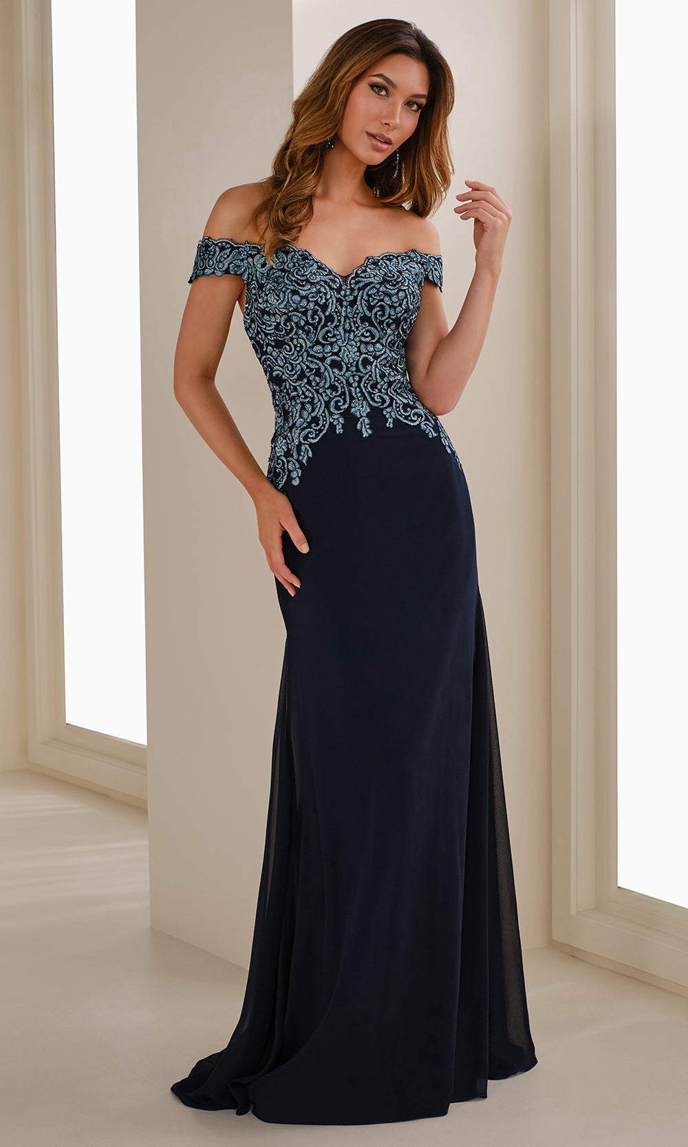 Cameron Blake CB907 - Embroidered Bodice Sweetheart Sheath Gown