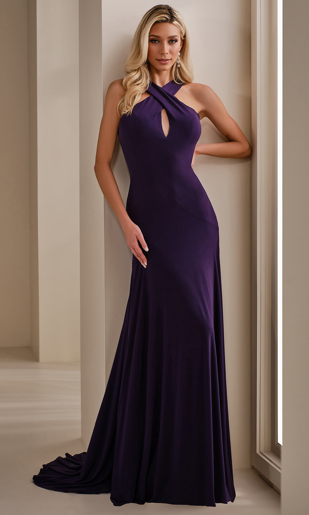 Cameron Blake CB911 - Halter Cutout Fit and Flare Gown