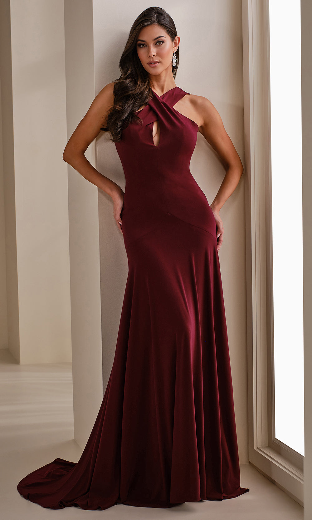 Cameron Blake CB911 - Halter Cutout Fit and Flare Gown