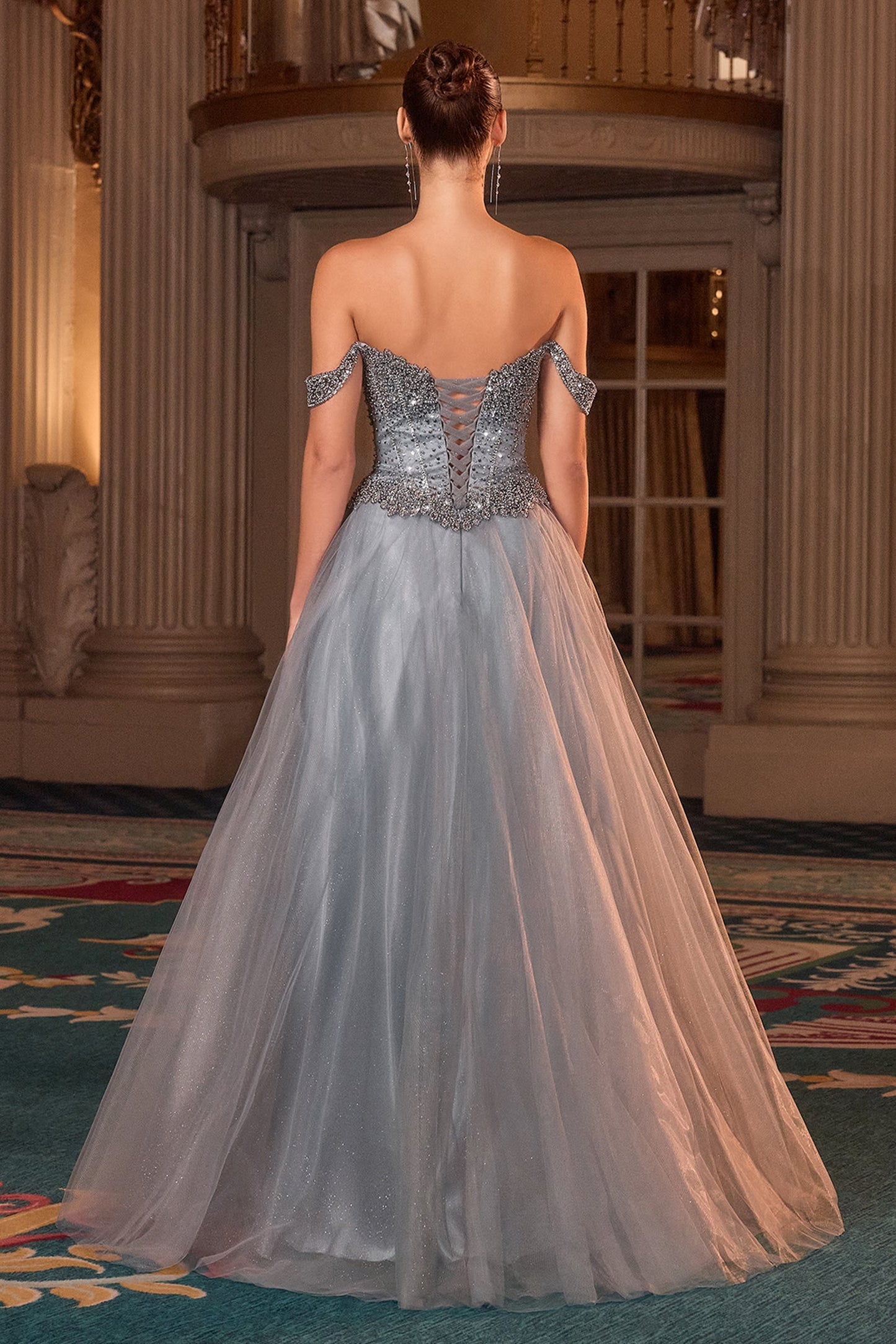 Ladivine CC471 - Sweetheart Glitter Tulle A-Line Gown