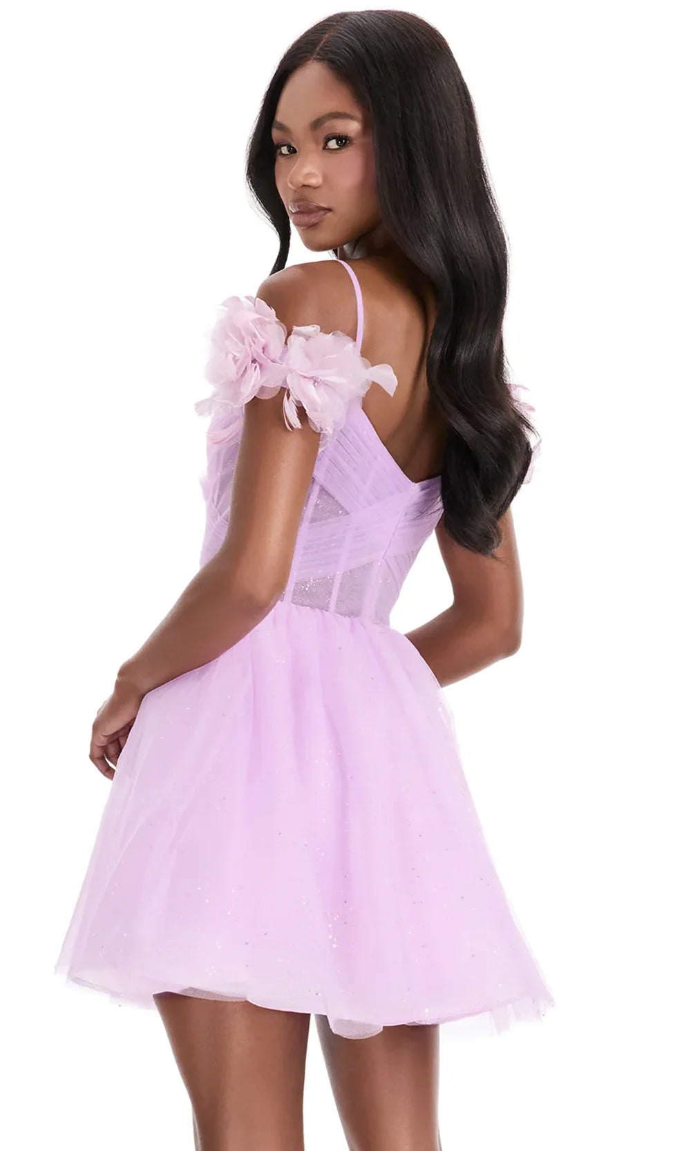 Ashley Lauren 4817 - Sweetheart Glitter Tulle Corset Dress