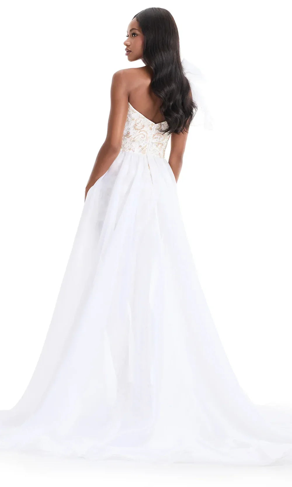 Ashley Lauren 4907 - One Shoulder Strap Beaded Romper