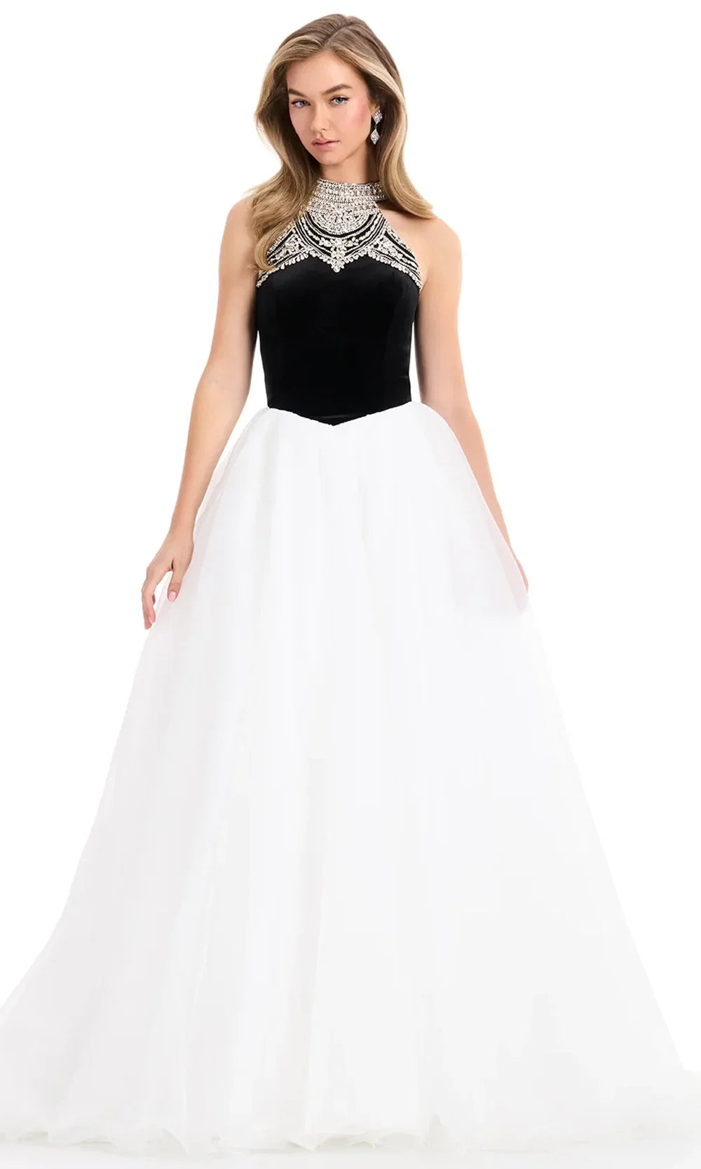 Ashley Lauren 12050 - High Halter Basque Waist Ballgown