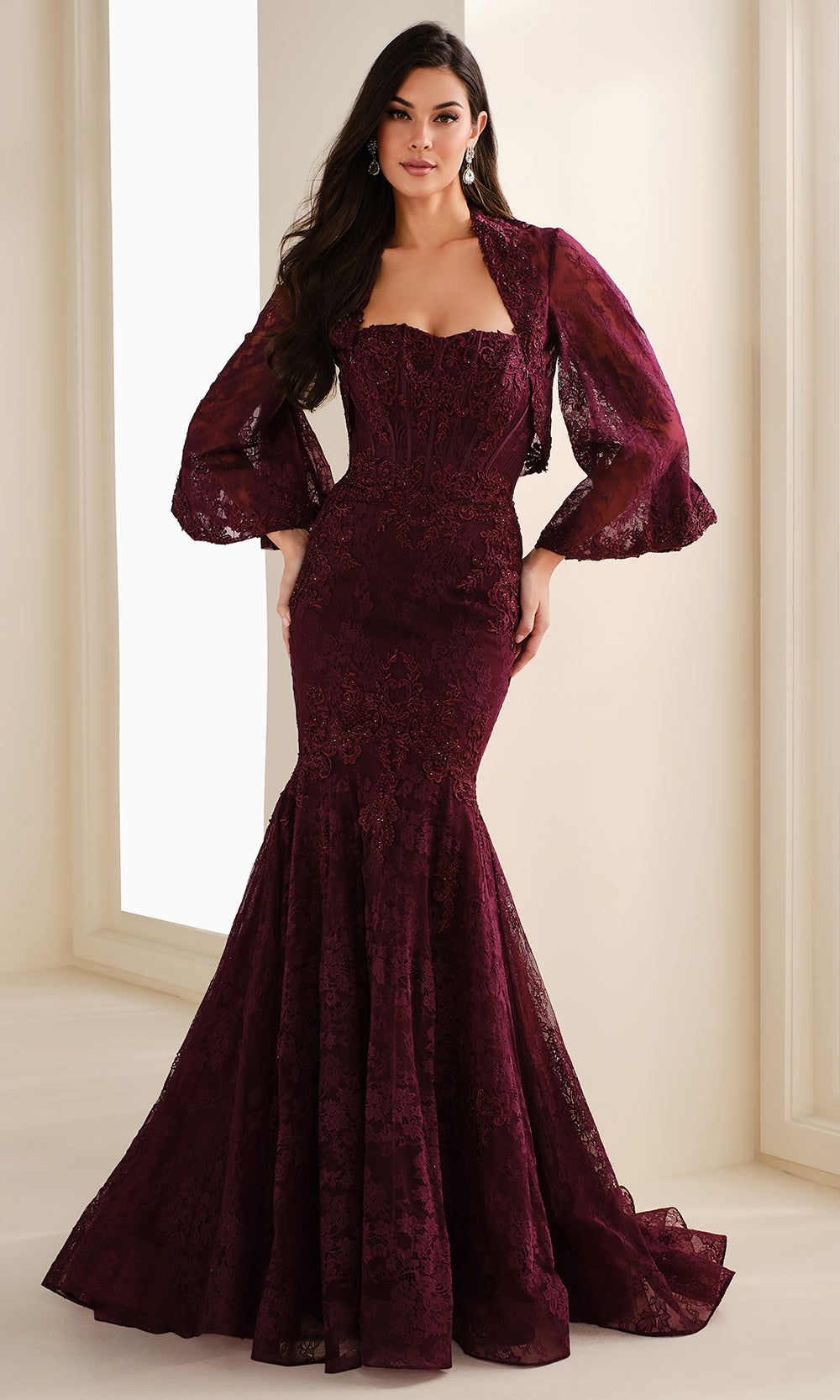 Ivonne D ID1403 - Sweetheart Allover Lace Trumpet Gown