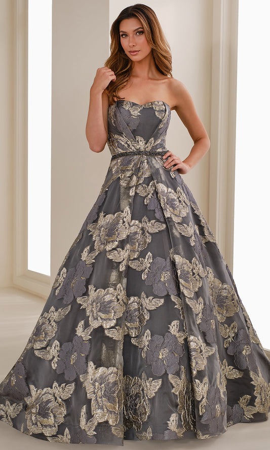 Ivonne D ID1410 - Strapless Sweetheart Brocade Formal Gown