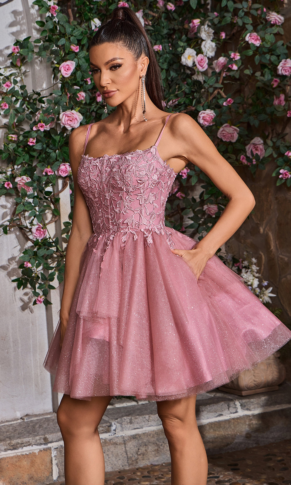 J'Adore Dresses J26071 - Layered Skirt Embroidered A-line Dress