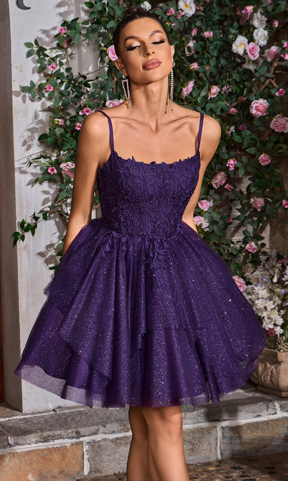 J'Adore Dresses J26071 - Layered Skirt Embroidered A-line Dress