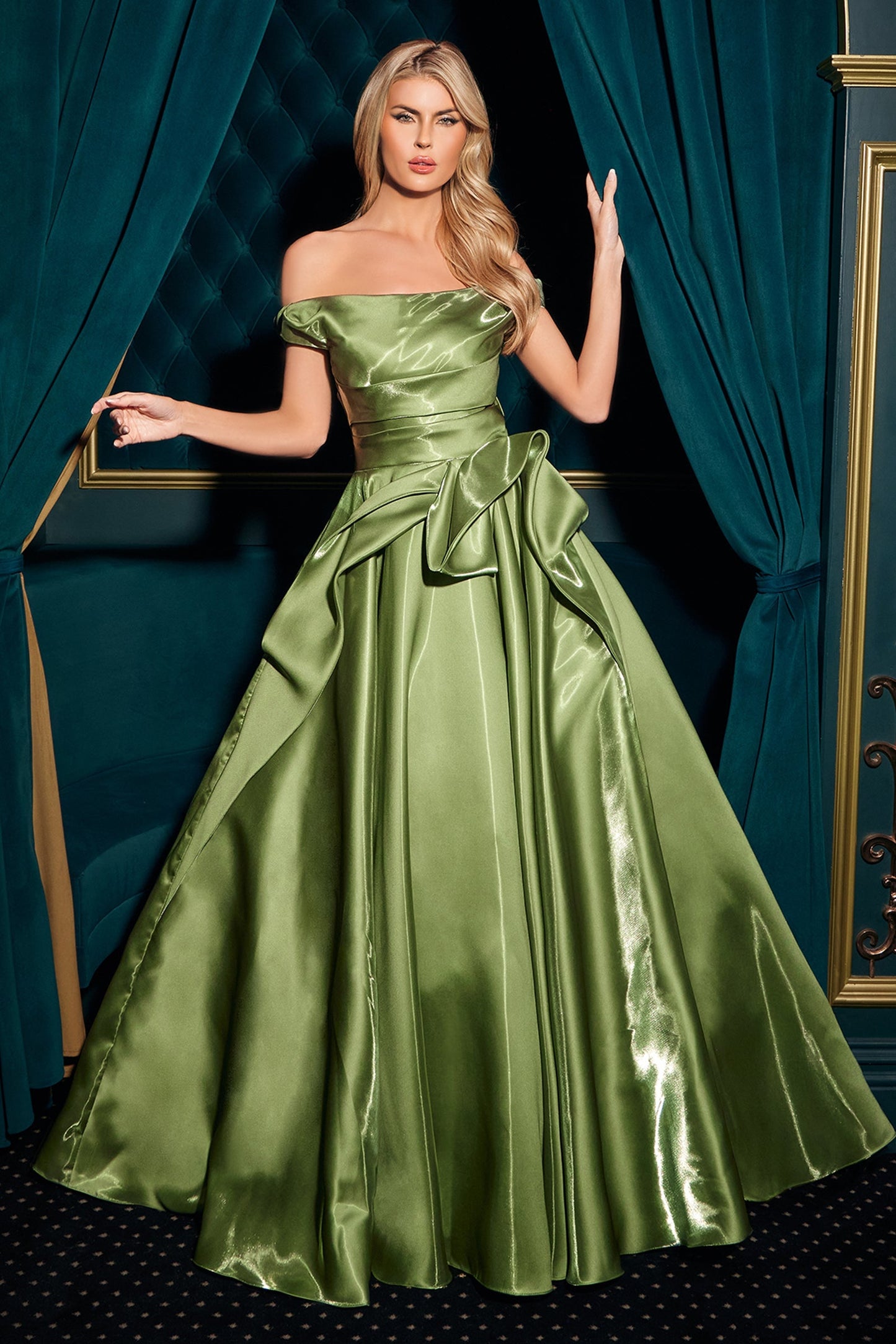 Ladivine J885 - Structured Bodice Cap Sleeve Ballgown
