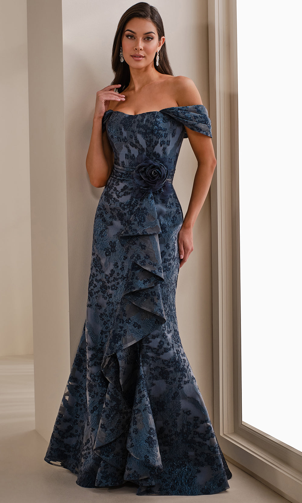 Montage by Mon Cheri M3103 - Semi-Sweetheart Brocade Gown with Ruffle