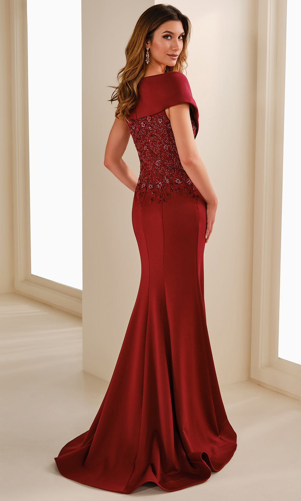 Montage by Mon Cheri M3108 - Embellished Off Shoulder Crepe Gown