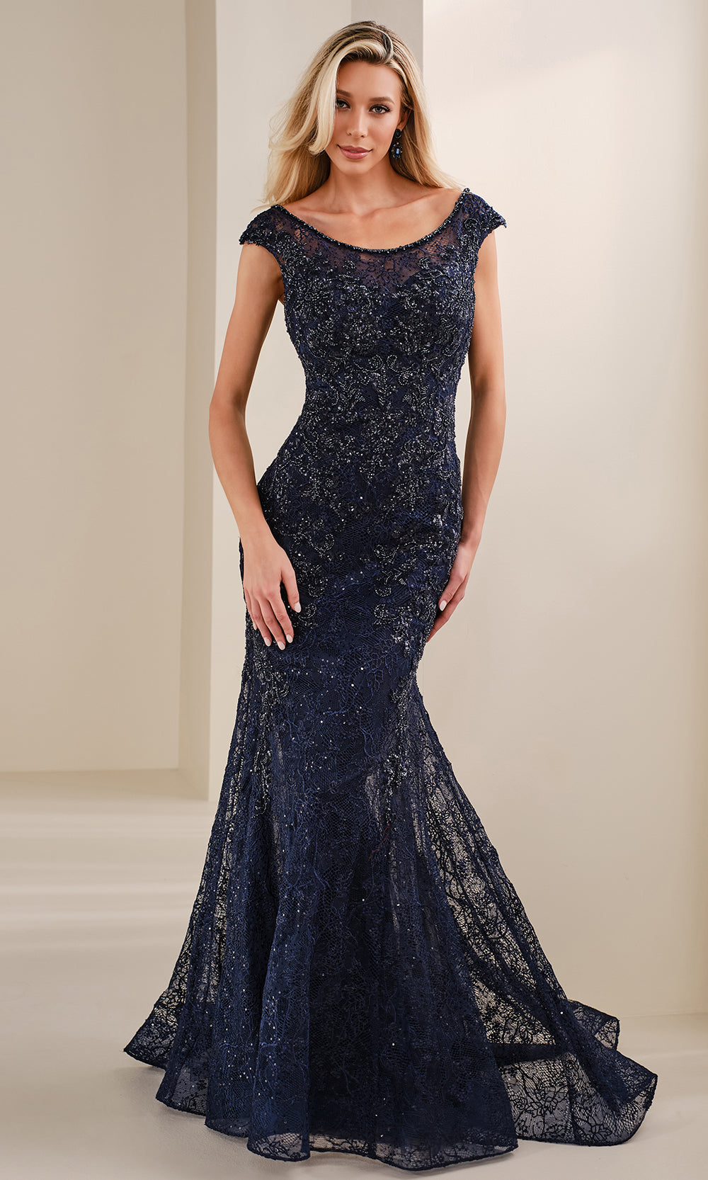 Montage by Mon Cheri M3109 - Cap Sleeve Mermaid Lace Gown