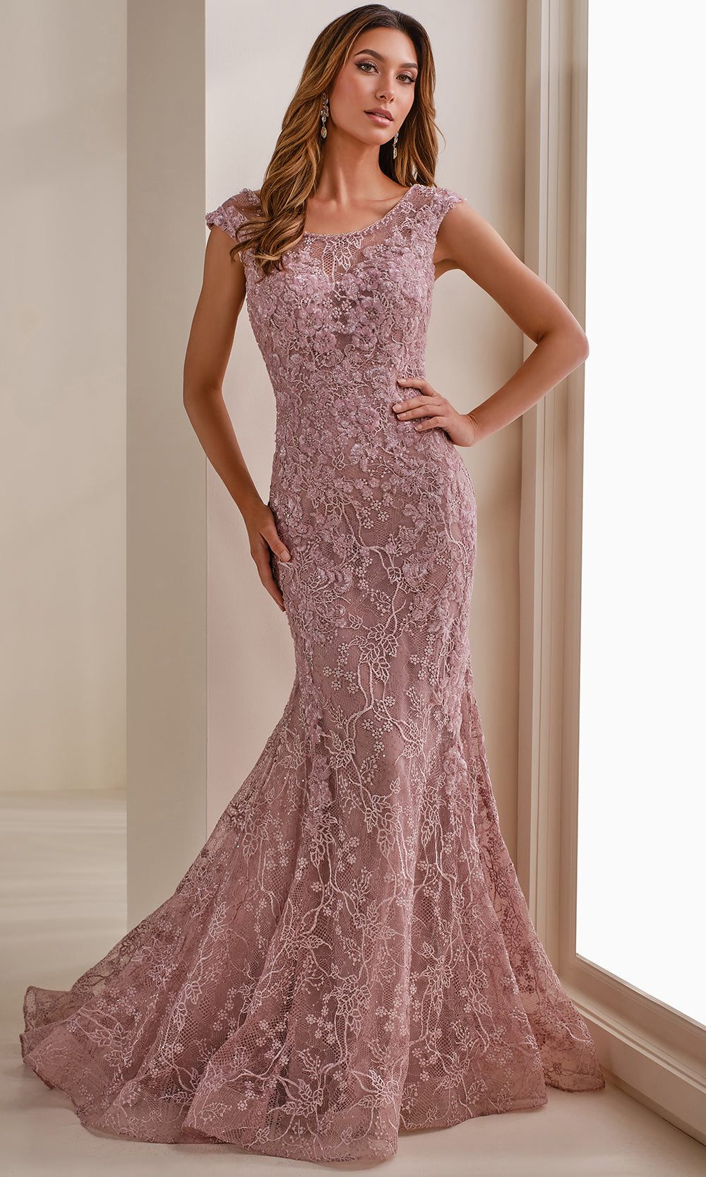 Montage by Mon Cheri M3109 - Cap Sleeve Mermaid Lace Gown