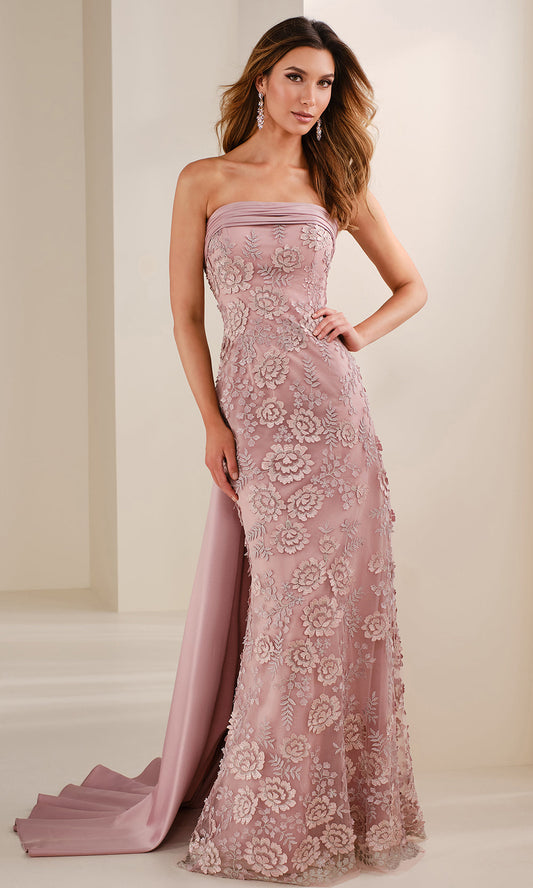 Montage by Mon Cheri M3110 - Embroidered Tulle Straight Neckline Gown