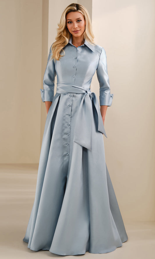 Montage by Mon Cheri M3114 - Button Front A-Line Gown with Sash