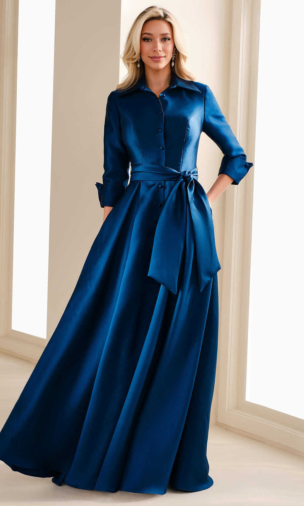 Montage by Mon Cheri M3114 - Button Front A-Line Gown with Sash