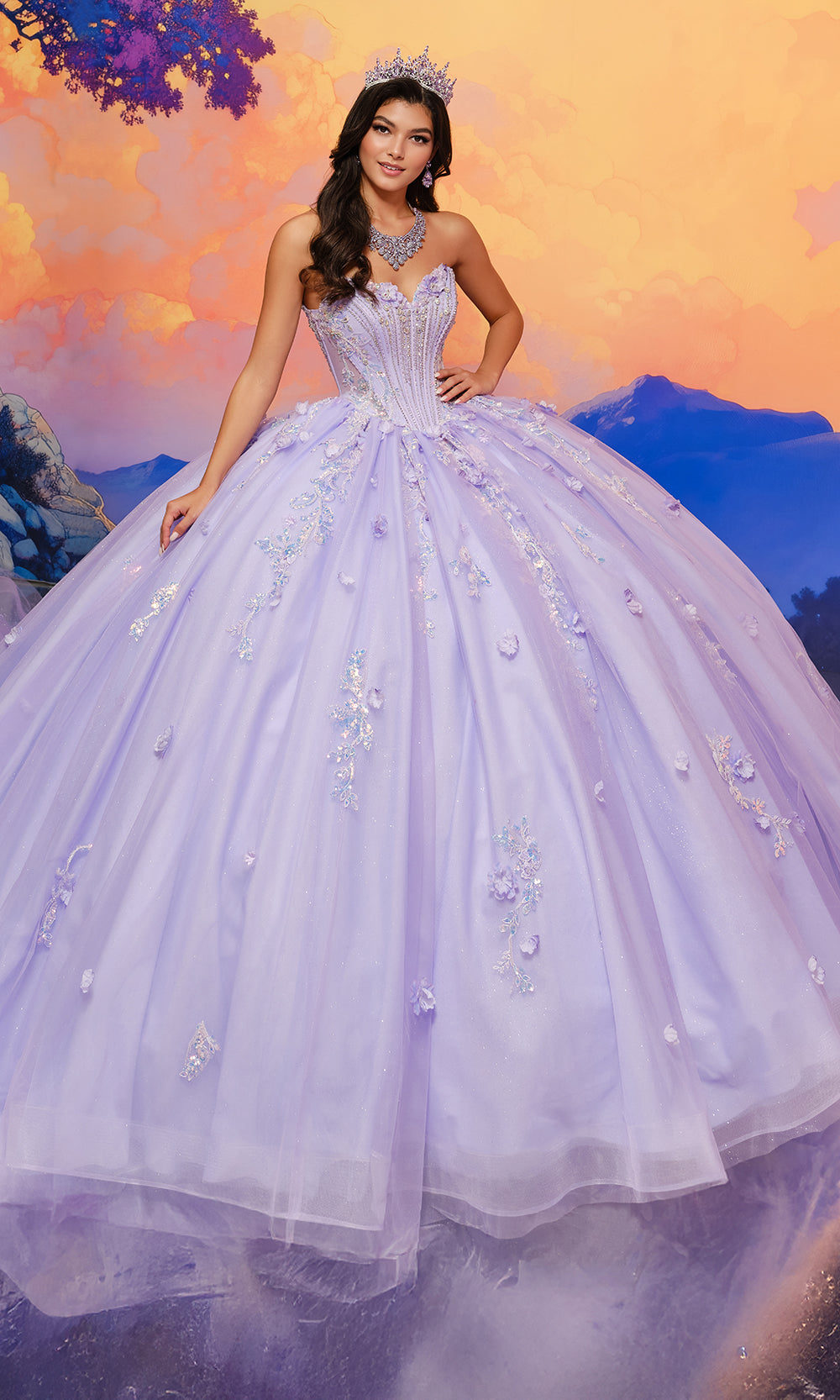 Princesa by Ariana Vara PR30202 - Strapless Corset Floral Ballgown
