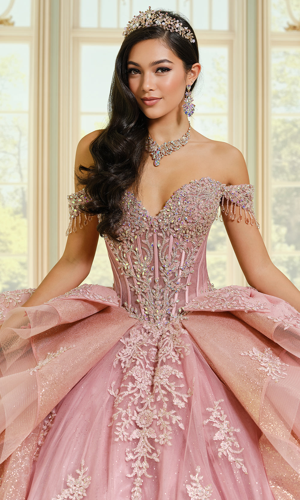 Princesa by Ariana Vara PR30203 - Off Shoulder Tulle Ballgown with Bows