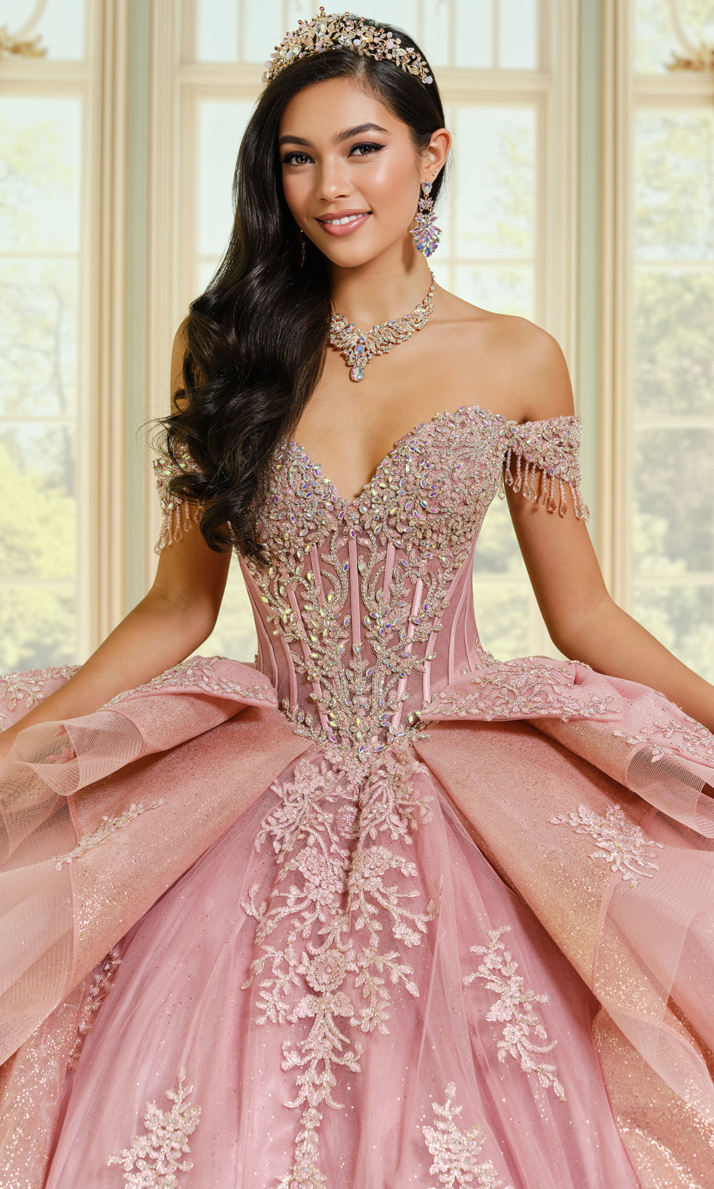 Princesa by Ariana Vara PR30203 - Off Shoulder Tulle Ballgown with Bows