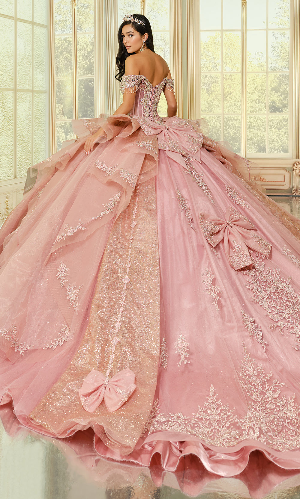 Princesa by Ariana Vara PR30203 - Off Shoulder Tulle Ballgown with Bows