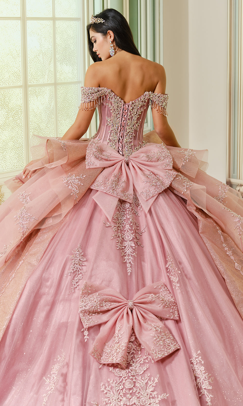 Princesa by Ariana Vara PR30203 - Off Shoulder Tulle Ballgown with Bows
