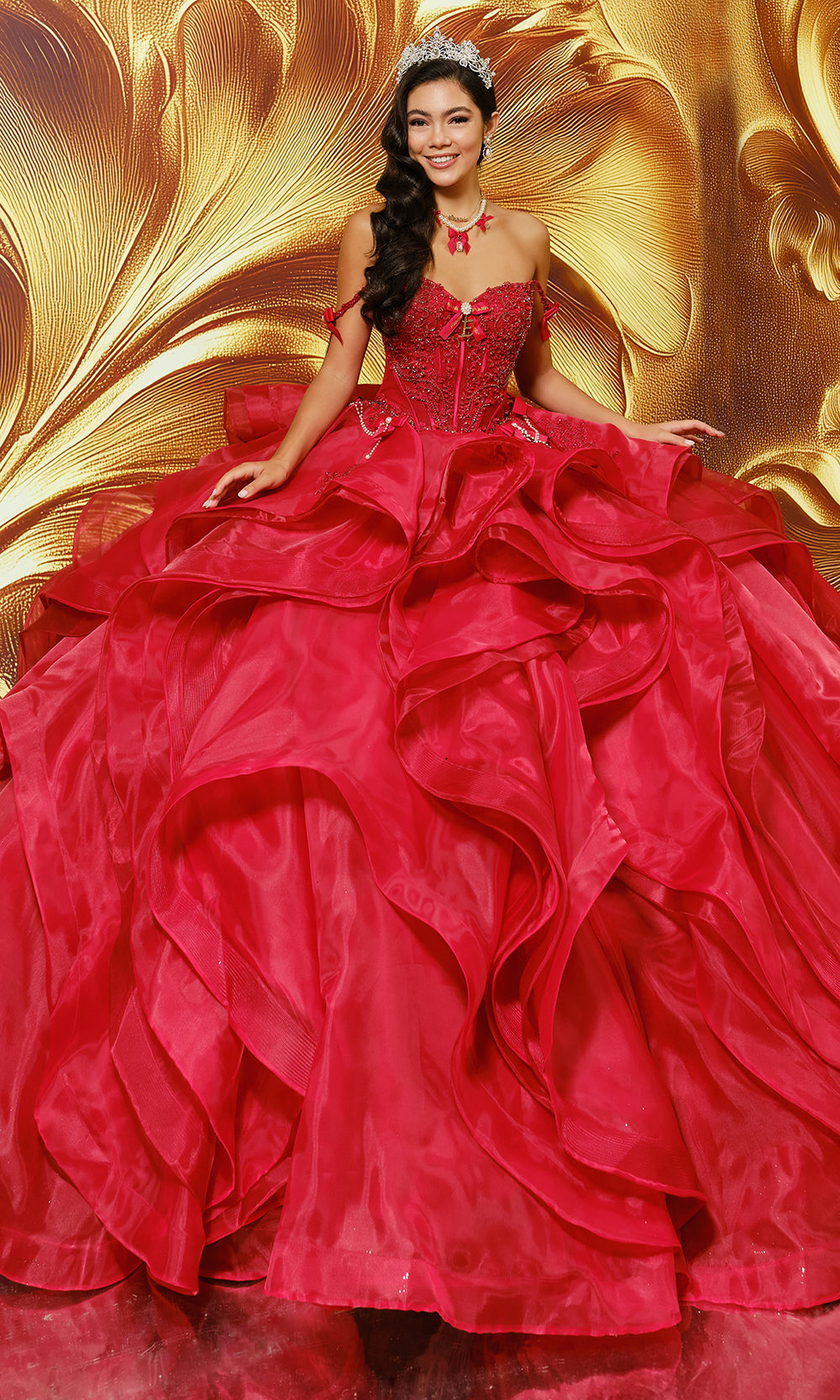 Princesa by Ariana Vara PR30204 - Sweetheart Ruffle Gown with Bow Detail