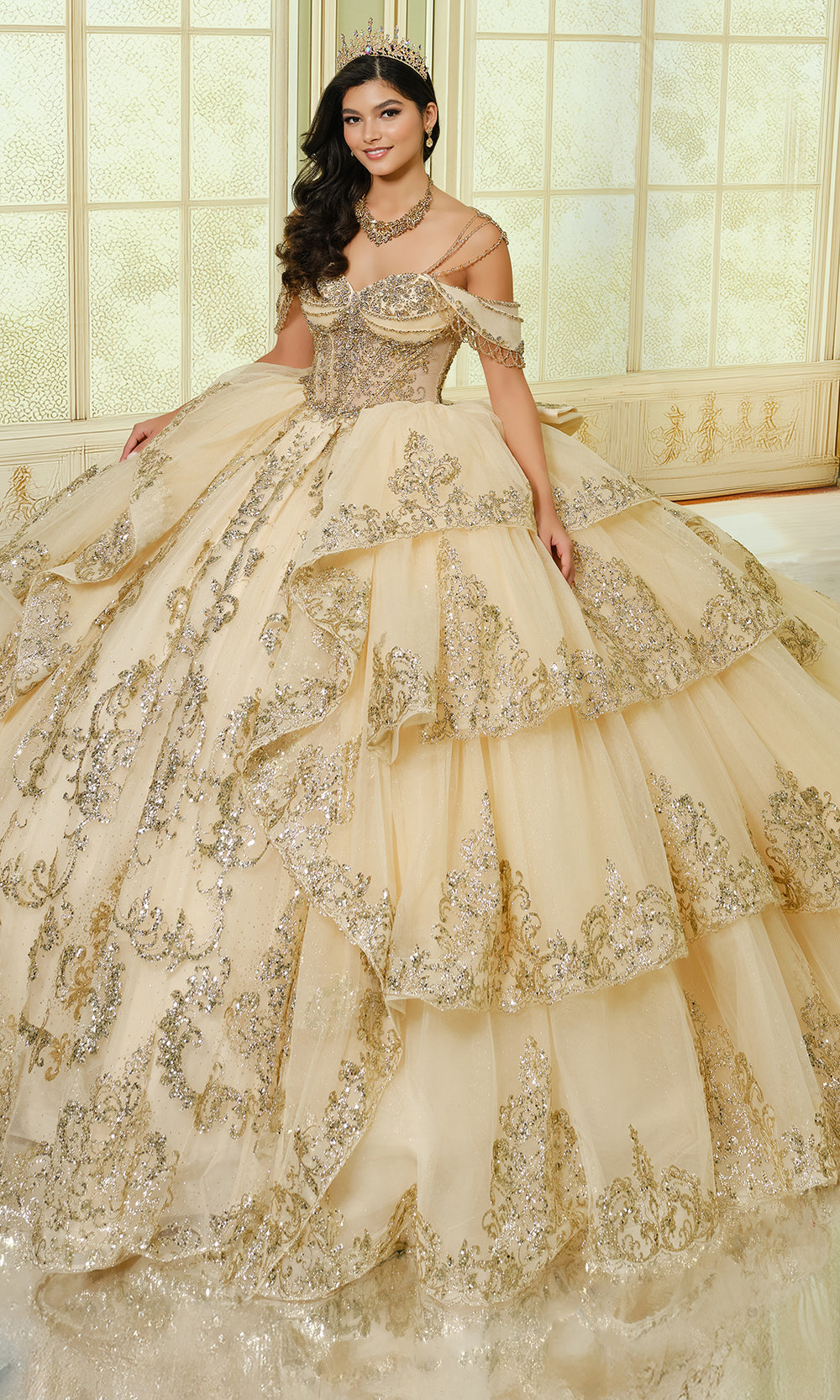 Princesa by Ariana Vara PR30205 - Tiered Glitter Tulle Sweetheart Gown
