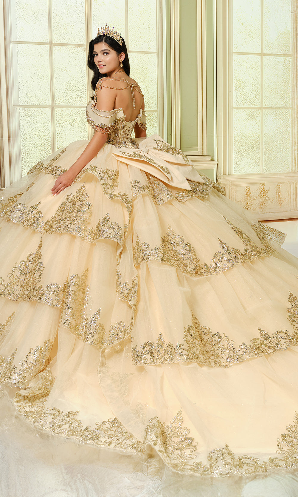 Princesa by Ariana Vara PR30205 - Tiered Glitter Tulle Sweetheart Gown