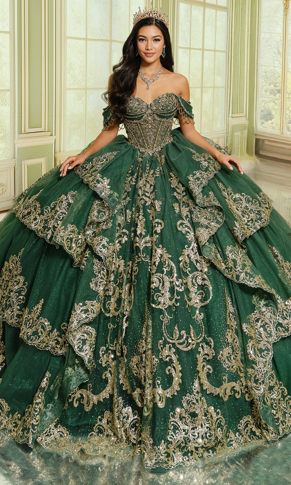 Princesa by Ariana Vara PR30205 - Tiered Glitter Tulle Sweetheart Gown