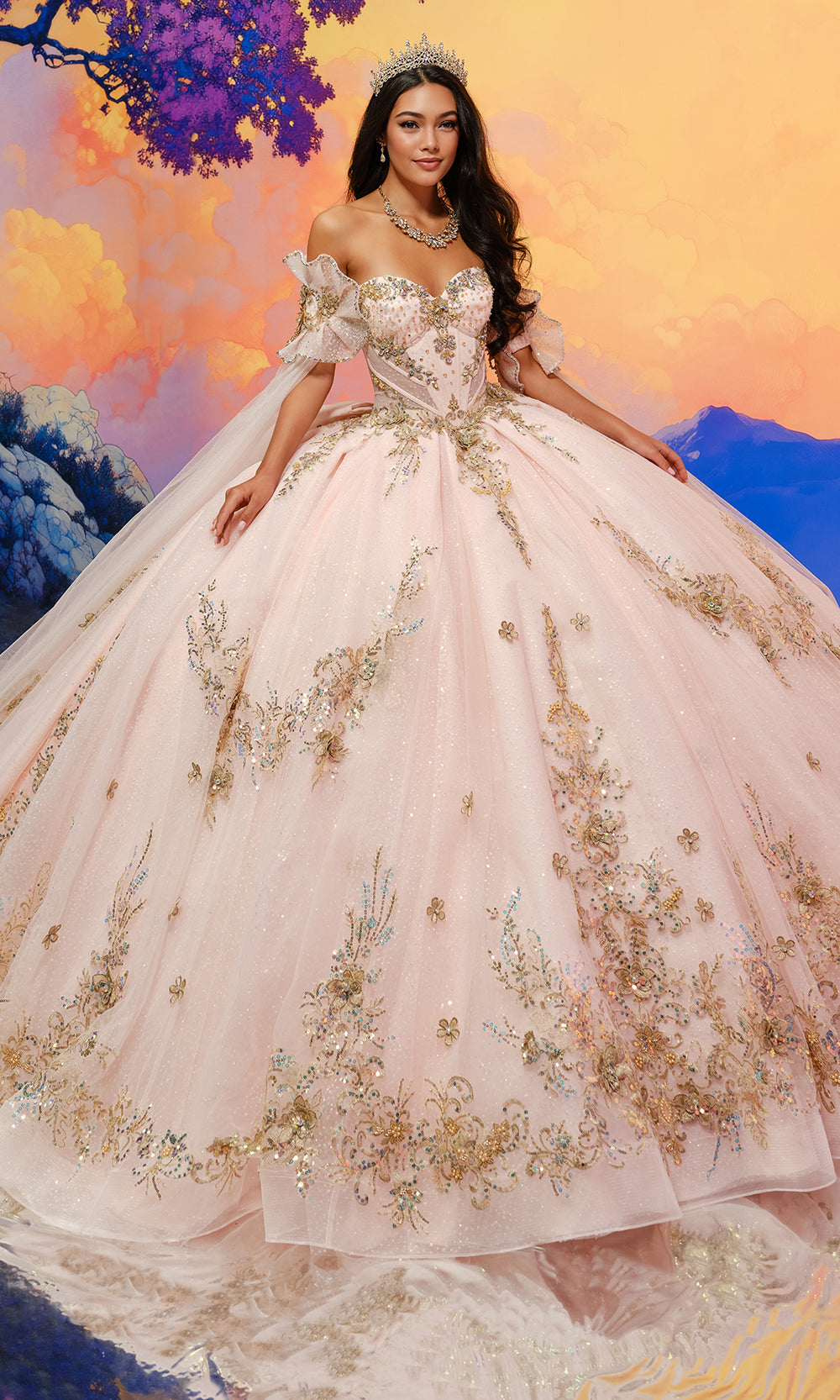 Princesa by Ariana Vara PR30208 - Embroidered Lace Corset Ballgown