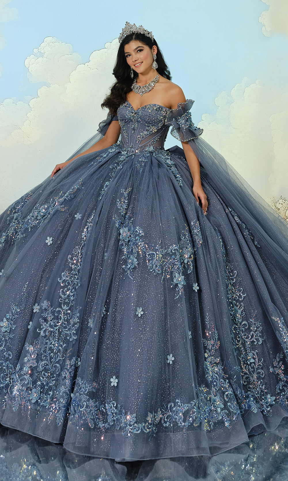 Princesa by Ariana Vara PR30208 - Embroidered Lace Corset Ballgown