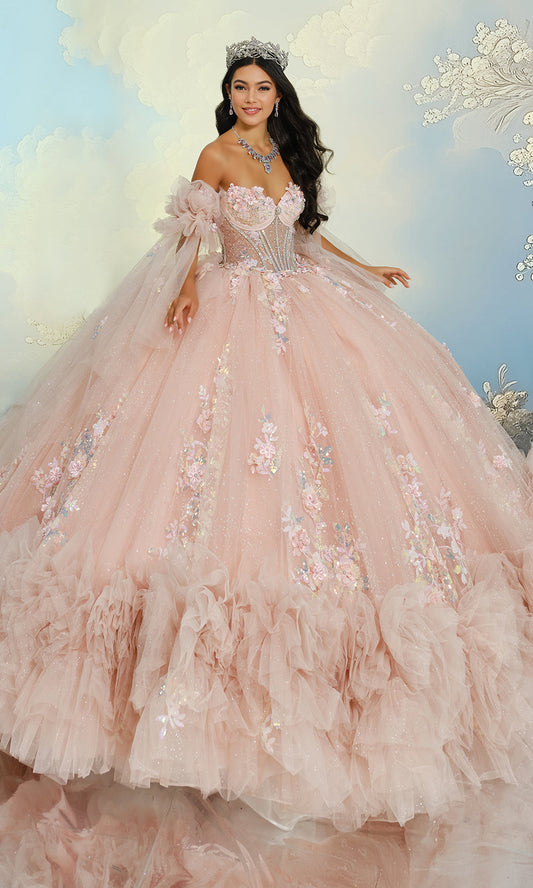 Princesa by Ariana Vara PR30209 - Floral Off Shoulder Ruffled Gown