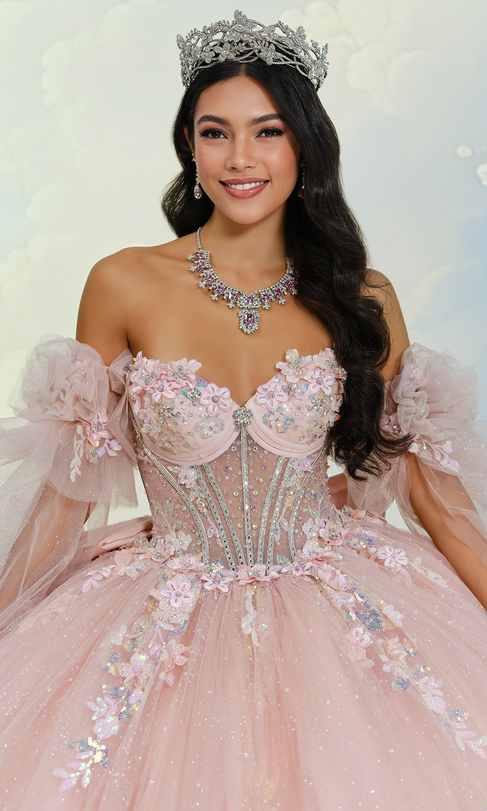 Princesa by Ariana Vara PR30209 - Floral Off Shoulder Ruffled Gown