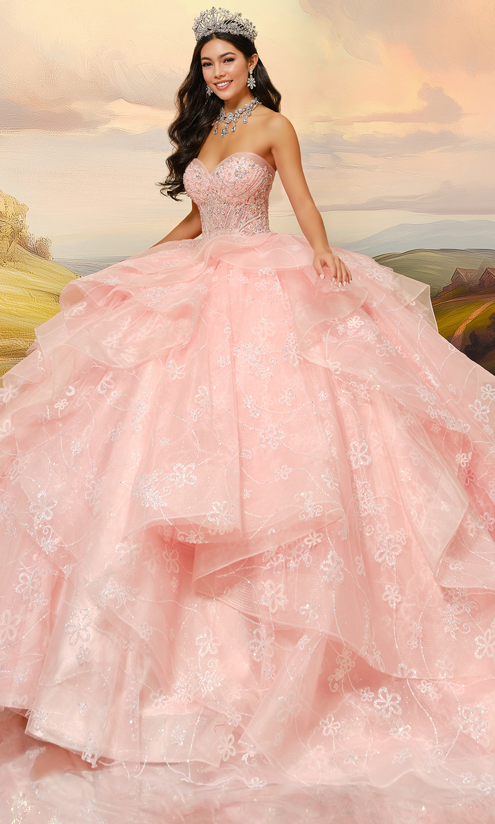 Princesa by Ariana Vara PR30212 - Beaded Ornate Ruffle Ballgown