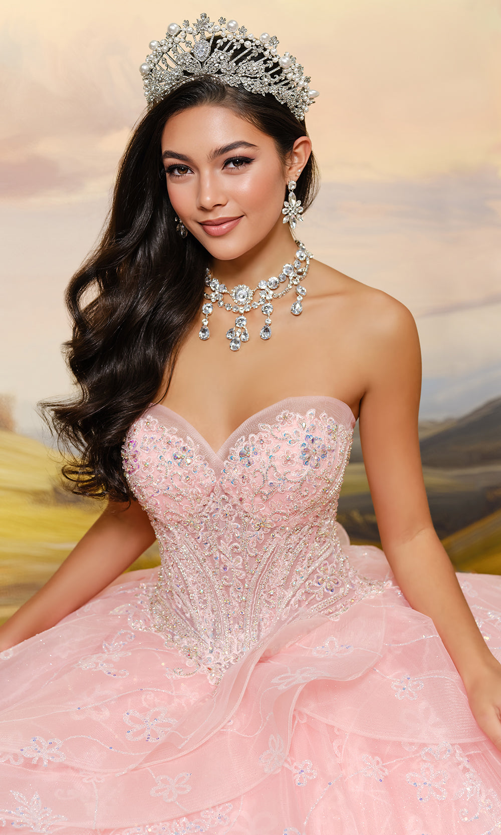 Princesa by Ariana Vara PR30212 - Beaded Ornate Ruffle Ballgown