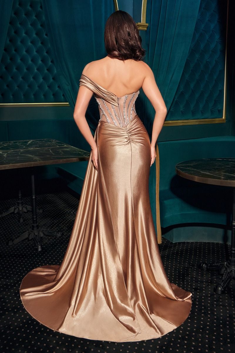 Ladivine CDS542 - Embellished Sheath Gown With Sash Detail