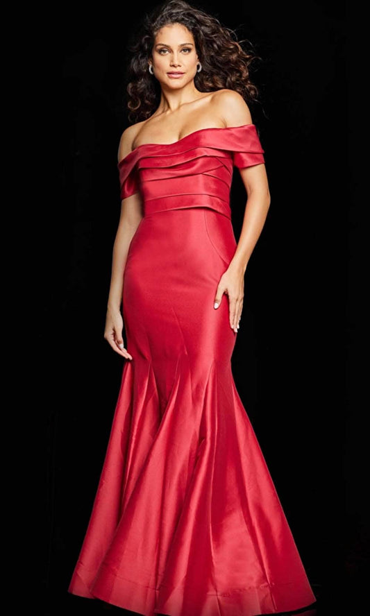 Jovani 26187 - Off Shoulder Pleated Dress