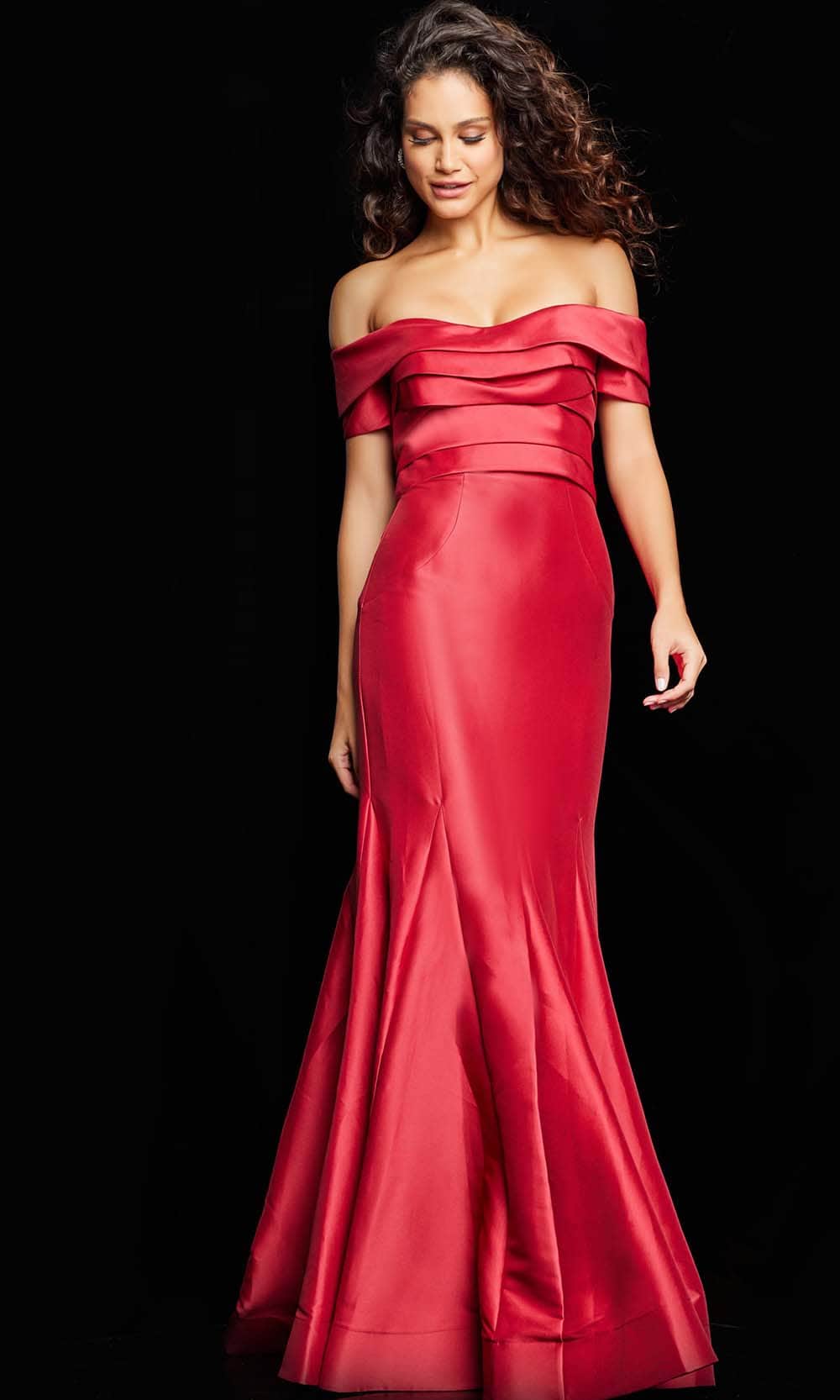 Jovani 26187 - Off Shoulder Pleated Dress