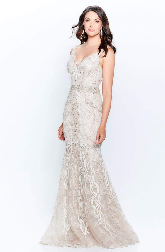 Montage Mon Cheri 120921 - Ribbon Plunge Evening Dress