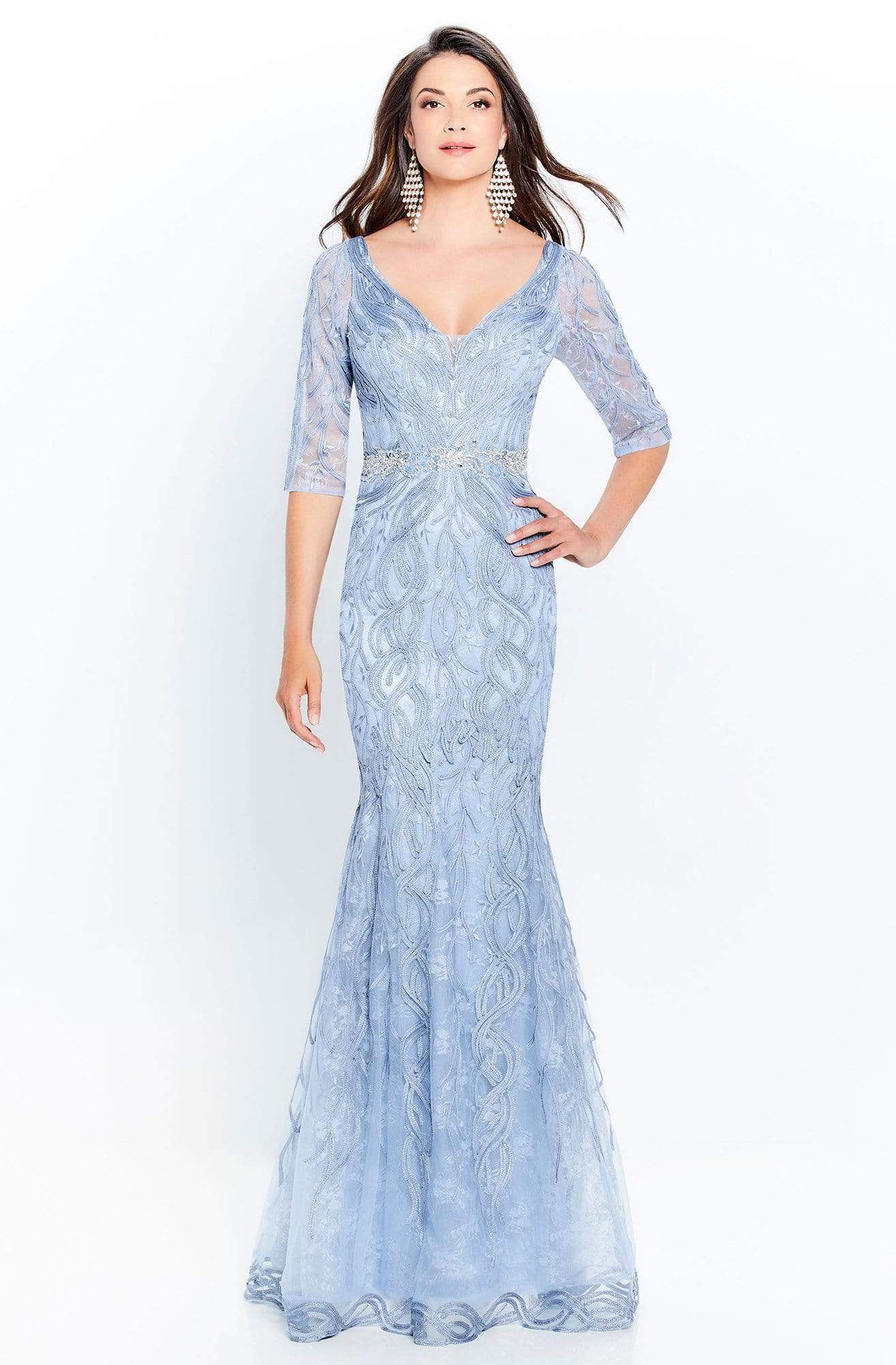 Montage Mon Cheri 120921 - Ribbon Plunge Evening Dress